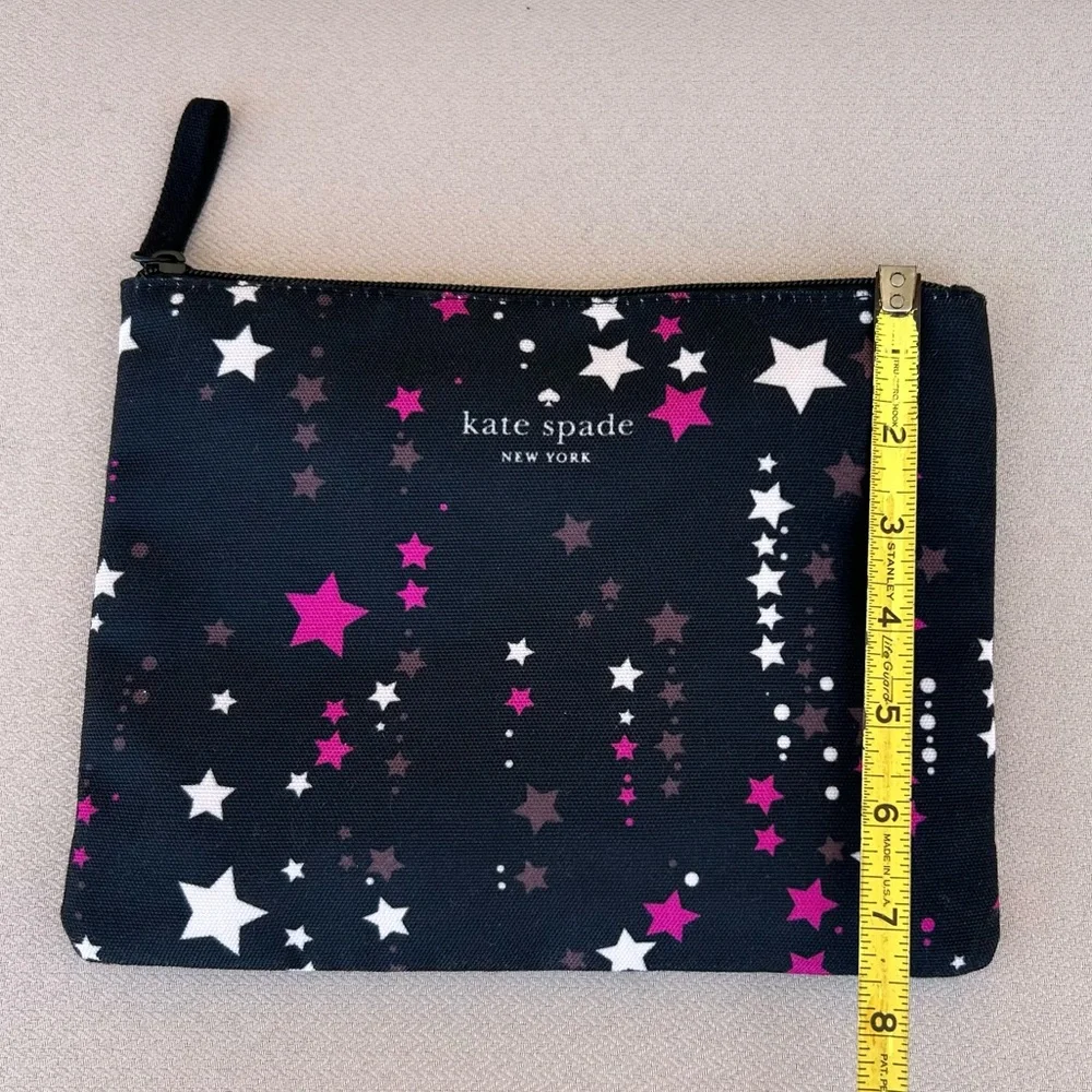 Kate Spade New York Black Pink‎ Stars Falling Pouch Cosmetic Travel organizer OS